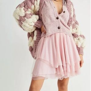 Free People Vivid Dreams Mesh Tulle Tutu Metallics Mini Circle Skirt ballerina
